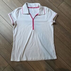 Lizgolf White Polo with Pink Trim